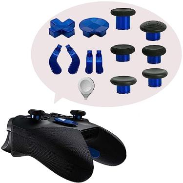 Imagem de Adesivos de metal EASEGMER para Xbox One Elite Series 2, acessórios de reposição para jogos, joystick de troca de mofo de metal, pads, D-Pads, ferramenta de ajuste 13 em 1 (azul)