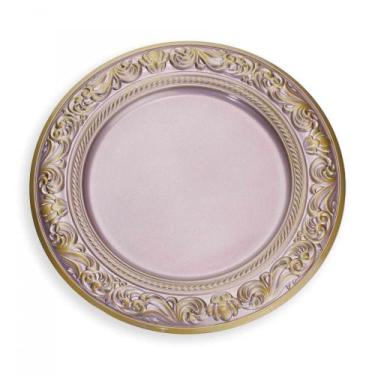 Imagem de Sousplat De Plástico Rosa E Dourado Com Detalhe Em Arabesco 33Cm - DRO