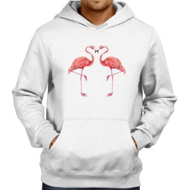 Imagem de Moletom Flamingos coração - Foca na Moda, Branco, P