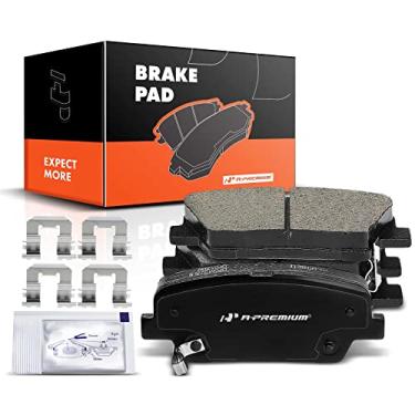 Imagem de A-Premium Conjunto de pastilhas de freio a disco de cerâmica traseiras compatível com modelos selecionados Hyundai e Kia - K900 2015-2017, Sedona 2006-2014, Santa Fé, Santa Fe XL, Borrego, Sedona,