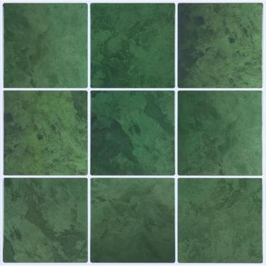Imagem de CHIHUT 6 folhas de azulejo quadrado de mármore verde escuro, descasque e cole 30,5 cm x 30,5 cm de espessura, azulejos de parede autoadesivos 3D para cozinha, lavanderia, adesivo decorativo removível