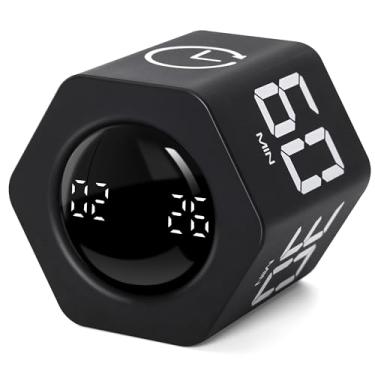 Imagem de Exlliy Temporizador de produtividade 1, 5, 10, 30, 60 minutos predefinido, temporizador de cubo de mesa com sensor de gravidade/mudo/vibração para TDAH, trabalho, estudo, cozinha, volta às aulas (1