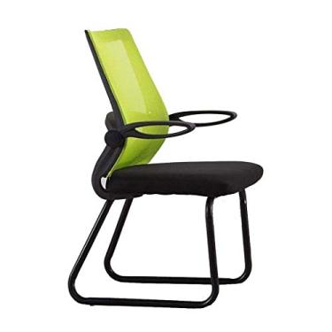 Imagem de HNJCHE Cadeira de escritório executiva ergonômica no meio das costas para computador com apoios de braços acolchoados, altura ajustável do assento