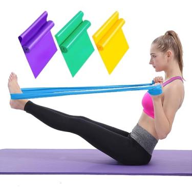 Imagem de Kit 3 Faixas Elasticas de Resistencia Fita Band Elastico Extensor para Treinamento Funcional Yoga Pilates Fisioterapia Alongamento Fortalecimento Exercícios de Reabilitação Academia