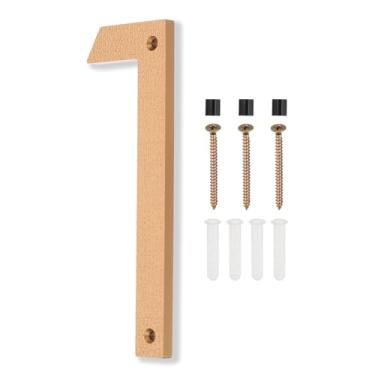 Imagem de PATIKIL Números de casa de 20 cm, placas de números de endereço de casa, números grandes flutuantes, números de casas modernas com parafusos para porta externa, parede, rua, ouro, 1