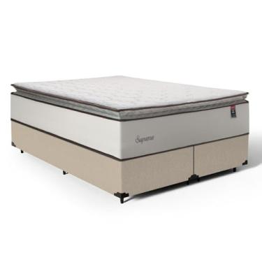 Imagem de Cama Box com Colchão de Molas Ensacadas Pillow Top Supreme Lux (Bege, Queen)