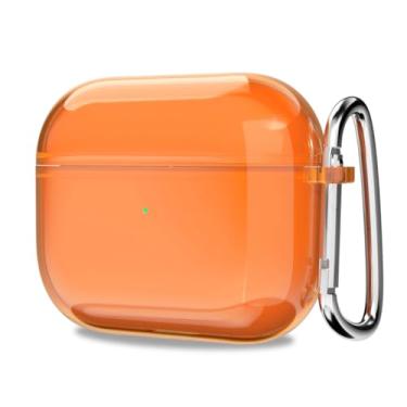 Imagem de Svanove Capa transparente para Airpods de 4 gerações (2024), capa de silicone transparente fofa para AirPods, capa para Airpods de borracha TPU macia para mulheres e meninas, laranja neon