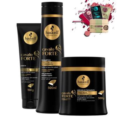 Imagem de Kit Haskell Cavalo Forte Shampoo 500ml Mascara 500g Leave-in