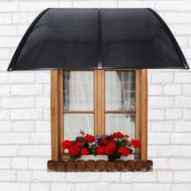 Imagem de Toldo Policarbonato Preto Fumê 75 cm x 1 metro Kit Completo Proteção p