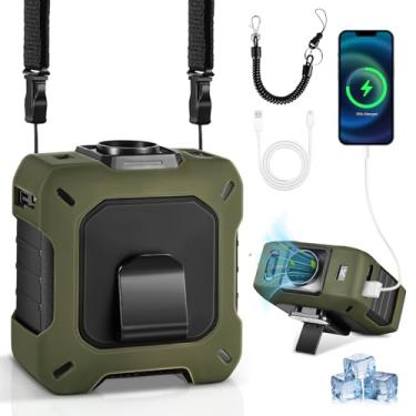 Imagem de GOSALISU Ventilador de cintura portátil recarregável 10400 mAh forte Turbo ventilador pessoal 100 velocidades, pequenos ventiladores de mão ventiladores de pescoço de mesa para viagens, acampamento,