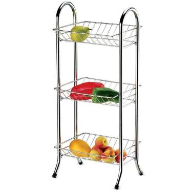 Imagem de Fruteira 3 Andares Desmontável Utimil Cr435 Em Aço E Arame Cromado Cromado