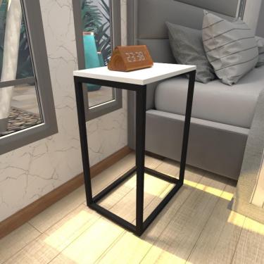 Imagem de Mesa De Cabeceira Industrial Branca Off White Canto Quarto Cabeceira Mesinha Cabeçeira Cabiceira