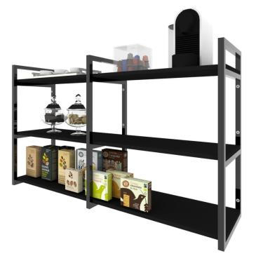 Imagem de Aparador Prateleira Industrial Cantinho Cafe Preto Escritorio Carrinho Hall Entrada Simples