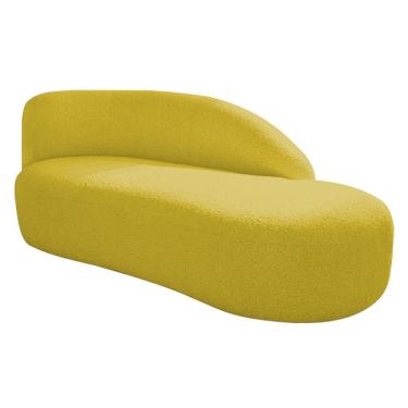 Imagem de Divã Recamier Curvo Luna 185cm Lado Direito Suede Cor Amarelo