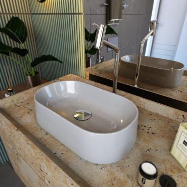 Imagem de Kit 2 Cubas De Apoio Para Banheiro Laila O42 Oval Compace Cinza