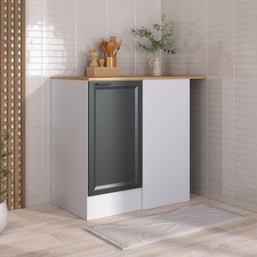 Imagem de Balcão Canto Reto Com Tampo Soho Cabecasa Madeiramadeira Branco-grafite