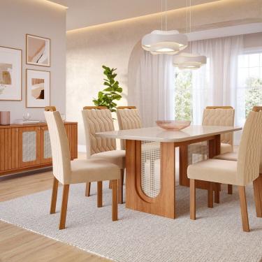 Imagem de Sala De Jantar Valentina 1,80 Com 6 Cadeiras Paola Cinamomo-offwhite-nude