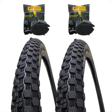 Imagem de Par Pneu Bike Bicicleta Mtb Shiver Aro 26 x 2.125 Tipo Scorpion Balão Cravo + Par camara 26 pirelli