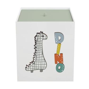 Imagem de Lixeira Kit Higiene MDF com Tampa Quarto Bebê Dinossauro - Neném na Nu