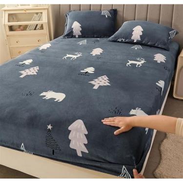 Imagem de KIRYU Jogo de lençol com elástico de flanela de 3 peças, bolsos extraprofundos, lençol de baixo de veludo macio e luxuoso, adequado para outono, inverno e primavera (E, Queen)