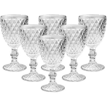 Imagem de Conjunto Kit de 06 Copos Taças de Vidro Transparente Vinho Água Suco Bico de Abacaxi