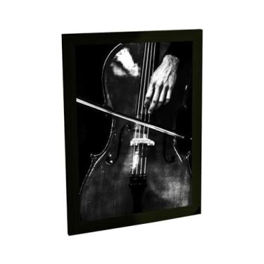 Imagem de Quadro Decorativo Violoncelo Fotografia Preto Branco Decoração Poster Quarto Sala