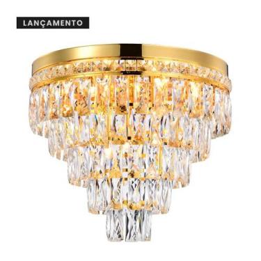 Imagem de Lustre plafon harmony dourado em cristal k9 ø45x40cm - SkyLigth