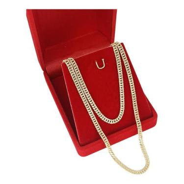 Imagem de Corrente Banhada a Ouro 60 cm Masculina Elo Curto Bijou Art