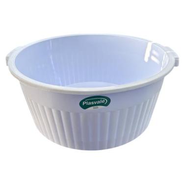 Imagem de BACIA REDONDA CANELADA COM PEGADOR BRANCA 34L 54x22,5CM - PLASVALE