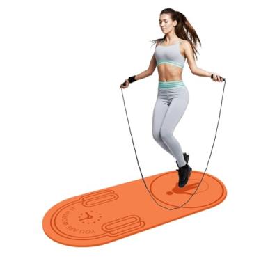 Imagem de LERYG Tapete de corda de pular de 8/20/30 mm tapete de exercícios de fitness durável, antiderrapante, tapetes de treino com corda de pular e bolsa de transporte para piso de academia em casa em