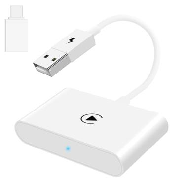 Imagem de CPCGER Adaptador Carplay sem fio para Apple Carplay adaptador sem fio converte com fio para dongle CarPlay sem fio para controle sem fio Plug & Play Adequado para carros de 2015 para iPhone, branco