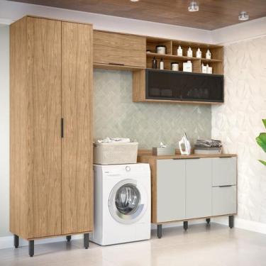 Imagem de Lavanderia Modulada com 2 Aéreos, 1 Balcão e 1 Armário Multiuso Toscan