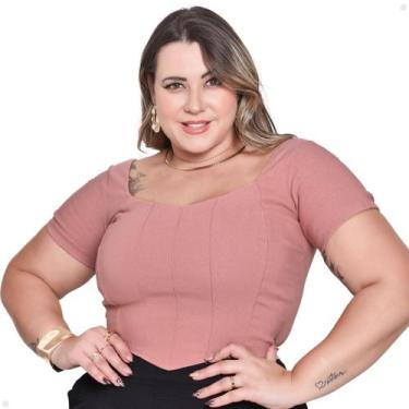 Imagem de Cropped Corset Plus Size Manga Curta Alfaiataria G ao G4 - PAWLUK, Ros