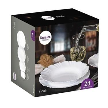 Imagem de Conjunto De Jantar Branco 24 Peças Louça Pratos E Copos Top - NADIR FI
