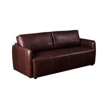 Imagem de Sofá Decorativo de Couro Fixo 4 Lugares 2,40cm Romeno Caramelo - Mozze