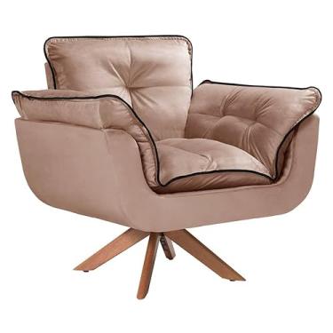 Imagem de Poltrona Decorativa Opalla Base Giratória Tecido Suede com Debrum