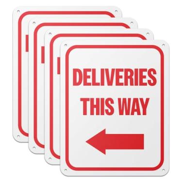 Imagem de 101SIGNCITY - 20,3 x 25,4 cm, pacote com 4, placa de entrega de embalagem de alumínio - Entrega esta placa com película protetora para uso ao ar livre