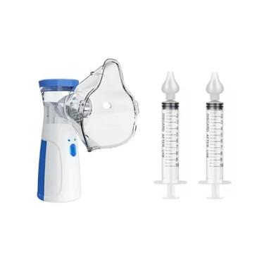 Imagem de Nebulizador Inalador Portátil Ultrassônico Para Adultos E Crianças + 2 Seringas Aspirador Nasal De 10ml