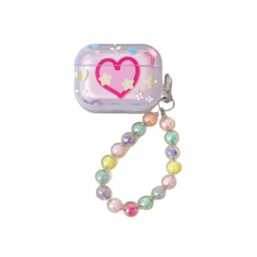 Imagem de GO-VOLMON Capa fofa para Airpods 4 com alça feminina, Kawaii, macia, protetora, para Airpods 4ª geração, com chaveiro adorável e design estético, coração vermelho do amor