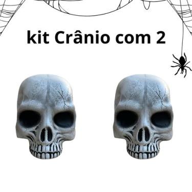 Imagem de Kit C/2 Crânio 16cm Esqueleto Enfeite Halloween Decoração - Sm decora