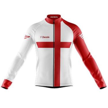 Imagem de Camisa Ciclismo Copa Inglaterra Manga Longa Decole Uv Bike, Branco, XG