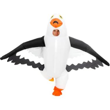 Imagem de WinnerWhy Fantasia inflável de gaivota para adultos com estampa de pássaros, roupa divertida para cosplay de Halloween para homens e mulheres