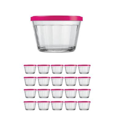 Imagem de 20 Tigela Vidro Americano Tampa Plastica Sortida 150ml Nadir - NADIR F