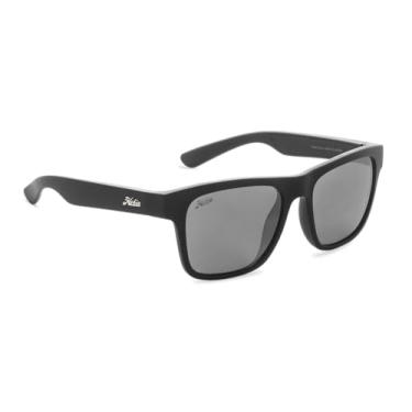 Imagem de Hobie Óculos de sol quadrados polarizados Coastal, armação preta acetinada/cinza com lente flash, 54 mm
