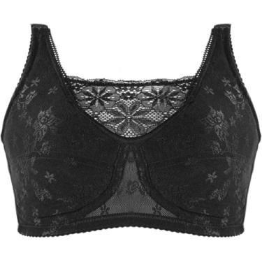 Imagem de Sutiã De Mastectomia De Algodão Bandeau Mulheres Pós Cuidados Cirúrgicos Bralettes Tube Top Com Bolsos De Prótese Roupa Interior Esportiva De Enfermagem, Black, 40C