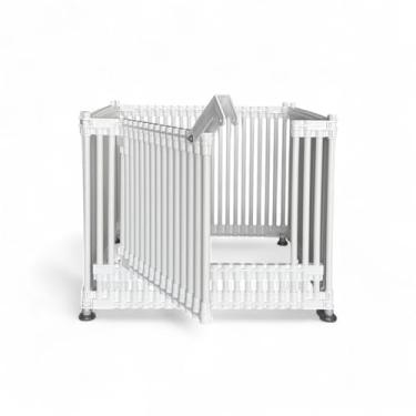 Imagem de Módulo com Portão para Cercado Pet Altura 60cm ou 80cm Acesso Seguro Material Resistente e Atóxico Compatível com Cercadinho Dobrável para Cachorros e Gatos (Branco, 80cm de Altura)