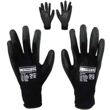 Imagem de Kit 5 Pares Luvas EPI Segurança Malha Tricotada Pigmentada Revestida e