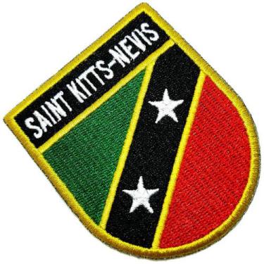 Imagem de Bandeira São Cristóvão e Névis Patch Bordada, passar a ferro - BR44