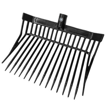 Imagem de Generic Garfo de reposição para esterco de cavalo com dentes angulares, ancinho reutilizável para esterco de cavalo para de feno e grama, transplante, Preto