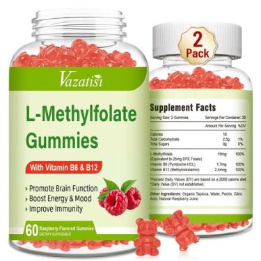 Imagem de Suplemento Vazatisi L-Metilfolato 15mg Gummies Raspberry 120ct